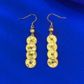 wholesale S925 silver gold-plated new live streaming style crushed ice CNC process ancient coin earrings, new Chinese style-0-1