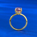 wholesale S925 Sterling Silver Gold-Plated Imported High-Carbon Diamond 7*10mm Oval Morganite Pink Cocktail Ring-0-2