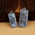 wholesale 990 sterling silver retro dragon totem square pendant, men's necklace, pure silver matte finish sweater chain, Thai silver women's necklace-0-1