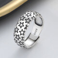 wholesale S925 Sterling Silver Wide Braided/Star Wide Surface Retro Antique Thai Silver Ring Hip Hop Punk-0-3