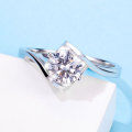 wholesale S925 Sterling Silver Twisted Wall Moissanite Simulated Diamond 1 Carat Women's Ring, Niche High-end Light Luxury Direct from Source Factory-0-2