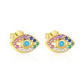 wholesale Metal, Cross-border Evil Eye Studs, Colored Zircon, Turquoise, European And American Minimalist Earrings, Retro Fashion, Personalized Jewelry-0-0