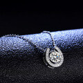 Moissanite S925 Sterling Silver Horseshoe Pendant Necklace for Women-0-1