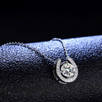 Moissanite S925 Sterling Silver Horseshoe Pendant Necklace for Women-1-carat necklace (D color moissanite)  925 silver
