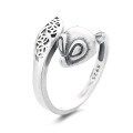 wholesale S925 Sterling Silver Vintage Antique Matte Ethnic Style Coin 3D Fox Design Adjustable Ring-0-6