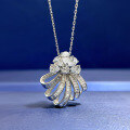 wholesale S925 Silver Simulation Diamond Pendant for Women, Elegant Three-Dimensional Flower with High-End Design and Unique Necklace-0-1