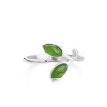 wholesale 925 Silver with Certificate Inlaid Hetian Jade Jasper Ring, Open Adjustable Jade Small Leaf Leaf Pure Silver Women's Ring-0-3