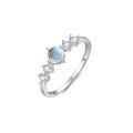 wholesale S925 Sterling Silver Cross-border Hot-sale Imitation Moonstone Ring For Women, Thin Band With Micro-set Zirconia, Minimalist Luxury-0-0