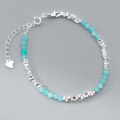 wholesale S925 Sterling Silver Amazonite Bracelet, Ins Style Fresh and Delicate Design, Elegant Women's Accessory S6636-0-0
