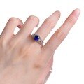 wholesale S925 Sterling Silver New Style Simulated Diamond 6*8mm Blue Steel Ring, Fashionable, Minimalist, and Versatile for Men and Women-0-4