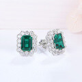 wholesale 925 Silver Yuntong Jewelry New Retro Emerald-Inlaid Small Octagon Fashionable and Elegant Slimming Women's Stud Earrings-0-2