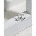 wholesale S925 Sterling Silver Open-Ended Ring with Curved Lines, Korean Version, Minimalist Design, Versatile, Textured, and Small on Ins-0-1