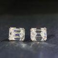 wholesale S925 Sterling Silver Emerald Cut D Color Moissanite Inverted Pyramid Stud Earrings-0-2