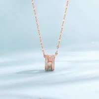 wholesale S925 Sterling Silver Fashion Mother-of-Pearl Small Waist Necklace Korean Style Luxury Minimalist Flash Diamond Roman Collarbone Chain-Mother of Pearl Waist Necklace 925 Silver