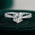 S925 Sterling Silver Moissanite Women's Six-Prong Crown Classic Engagement Ring Factory Direct-0-4