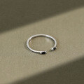 wholesale S925 Sterling Silver JA329 Korean Style INS Minimalist Black Zircon Mini Delicate Ring Women's Band Silver Jewelry-0-0