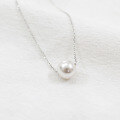wholesale S925 Sterling Silver HXL255 Korean Japanese Style Silver Collarbone Chain Fashionable Elegant Pearl Simple Single Pearl Necklace for Women-0-1