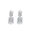 925 Sterling Silver Moissanite Fine Cross-border Stud Earrings, Four-Prong Round Drop-0-3