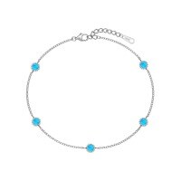 wholesale S925 Sterling Silver Light Luxury INS Style Women's Bracelet with Exquisite Round Australian Gemstone Inlay, Fashionably Luxurious and High-End Hand Accessory-Platinum blue DY150324-SW-BU 925 silver