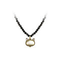 wholesale S925 Sterling Silver Shell Cat Black Spinel Necklace Sweet and Cool Style Personalized Animal Necklace D9992-0-4