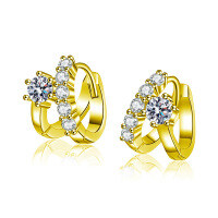 Sterling Silver Moissanite Earrings, Ear Studs, Ear Clips, Luxury High-End Cross-Border Wholesale Hot Sale.-Golden color  [D color Moissanite] 30 points + 30 points