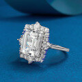 wholesale 925 Sterling Silver Zhuo Zhifang Jewelry Rectangular Cushion-Cut Flat-Edge 6-Carat High-Carbon Diamond Luxurious Halo Setting European & American Diamond Ring-0-1