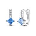 wholesale S925 Sterling Silver European and American Hit Blue Teardrop Zircon Heart Stud Earrings Exquisitely Designed with a Sense of Advanced Geometry-0-8