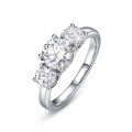 wholesale 18k White Gold Plated S925 Sterling Silver Luxury and Elegant Three Moissanite Diamond Women's Ring Trendy Factory Direct-0-3