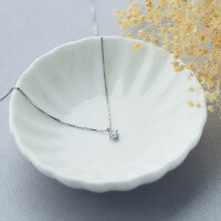 wholesale S925 silver necklace, fashionable Korean-style minimalist single diamond pendant necklace, wholesale sweet and elegant collarbone chain for women D1464-s925 silver necklace>925 silver