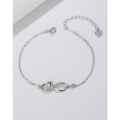 wholesale 925 Sterling Silver Infinite Love Figure 8 Bracelet for Women, Light Luxury, Daily Korean Niche Design, Crossed Hearts Student Best Friend Jewelry-0-0