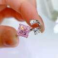 wholesale 925 Silver ZHUO ZHI FAN Jewelry New 7*7 Radiant Pink Diamond Open Ring for Women,-0-0