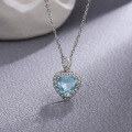 wholesale S925 Silver New Women's Design Small Niche Heart Zircon Light Luxury Collarbone Chain Minimalist-0-2