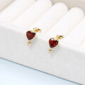 wholesale 925 Silver Plated 14K Gold Peach Heart Elegant Earrings with Natural Garnet and Versatile Zircon Ear Studs, Dunli Jewelry Custom-0-2