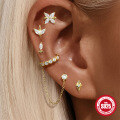 wholesale S925 Sterling Silver rhinestone chain tassel ear clip thread ear stud, Korean style-0-1