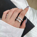 wholesale new 925 silver openable ring with 65mm round diamond and high-carbon diamond, versatile women's style-0-2