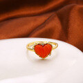 wholesale 925 Silver Japanese and Korean Light Luxury Pure Silver Small Jewelry Wholesale, Retro Elegant Peach Heart Small Red Heart Agate Ring for Women, Open Adjustable-0-0
