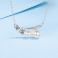 wholesale 925 Silver Necklace for Women, Tarnish-Free Moissanite Jewelry with High-End Freshwater Pearl Pendant, Wholesale Clavicle Chain-0-5