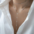 wholesale 925 Sterling Silver Stackable Zircon Necklace Long Pendant Chain, Minimalist Ins Style Small Luxury High-end Feeling-0-2