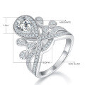 wholesale S925 Silver Luxury Crown Teardrop Ring with Colored Moissanite and GRA Certificate, New Women's Ring-0-3