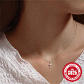 wholesale 925 Silver Hot-Selling Plain Cross Pendant Choker Necklace for Women,。-0-2