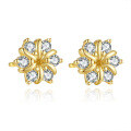 S925 Silver Sunflower Ear Studs with Moissanite-0-3
