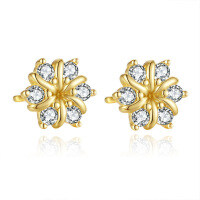 S925 Silver Sunflower Ear Studs with Moissanite-Inlaid with moissanite  925 silver