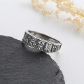 wholesale Metal S925 Sterling Silver Vintage Ancient Script "All Taboos Are Lifted, Everything Is Auspicious" Ring Chinese Style Unisex Ring-0-3