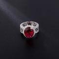 wholesale S925 Sterling Silver Luxury Old Money Style Gemstone Ring for Women, European and American Retro Fashion, Set with Lab-Grown Ruby-0-2