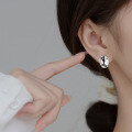 wholesale S925 silver irregular concave oval ear studs minimalist geometric Korean style autumn women's earrings M00848-0-2