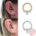 wholesale S925 Sterling Silver European and American Hot-Selling Light Luxury Multi-Diamond Zirconia Cartilage Nose Ring and Ear Clips-0-1