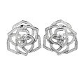 wholesale S925 silver jewelry rose flower small elegant camellia earrings full diamond luxury ear accessories for ladies with dropshipping-0-4