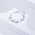 wholesale S925 Sterling Silver Small Square Diamond-Cut Double-Layer Zircon Cross Chain Bracelet for Women, Niche Cross-Border New Product-0-0