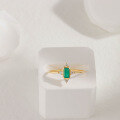 wholesale 18K gold jewelry new diamond emerald ring geometric fashion accessory lightweight luxury retro versatile-0-2