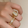 wholesale Metal S925 Silver Gold Plated 5*10mm Rectangular Old Cut Simulated Diamond Cut Ring Style-0-3